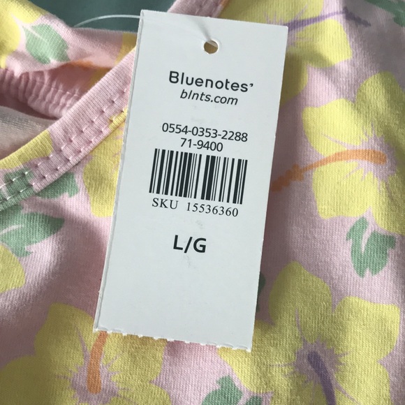 🌻4/$20 Bluenotes Pink Floral Cropped Halter Style Top Size Large New With Tag - Picture 5 of 8